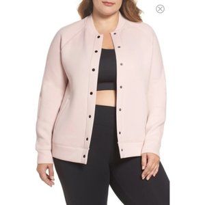 Zella Arise Pale Pink LS Snap Front Bomber Jacket 1X